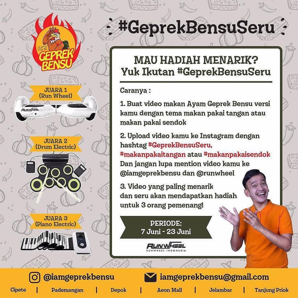 Runwheelindo's tweet photo. Mau dapetin Runwheel gratis ??
Genggss ini nih, @iamgeprekbensu mau bagi2 hadiah seruu banget buat kamu. Yg mau ke… https://t.co/47fvPwIPbD https://t.co/mDdFB3Areq