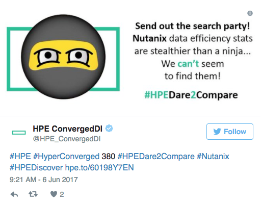 josh_odgers's tweet photo. #HPEDare2Compare Part 6 : #Nutanix data efficiency stats can't be found
https://t.co/ptCHq2DQCe
#HCI #HPEDiscover #Sysadmin https://t.co/gJiFm0RpC7