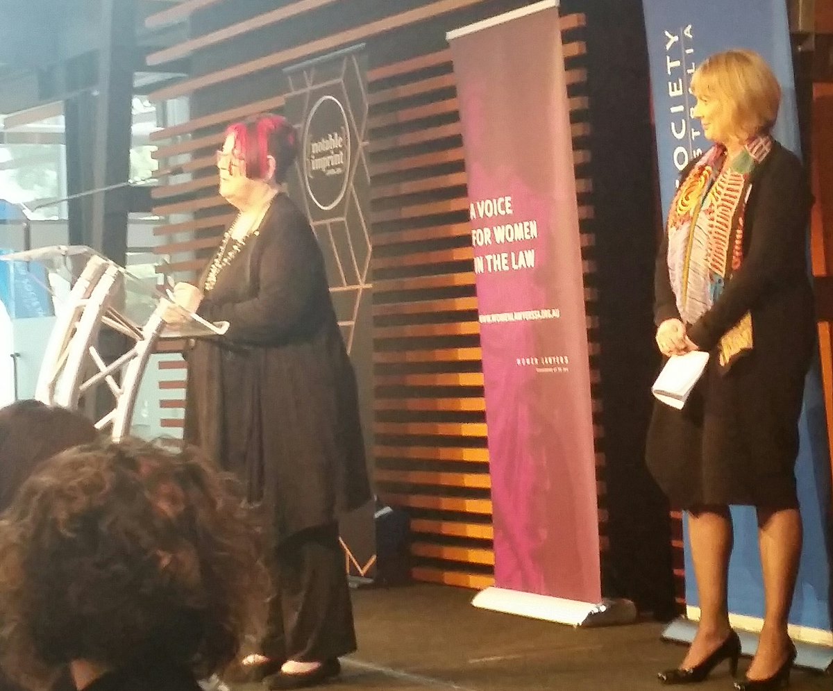 WomenLawyersSA's tweet photo. Judge McIntyre presented Hon Margaret Nyland AM with inaugural Human Rights Award from Aust Assn of Women Judges #inspirationalwomen #MNLL https://t.co/vchspJ9LX9