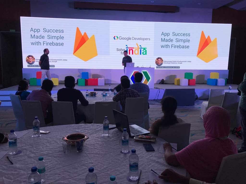 GoogleDevsIN's tweet photo. What's new in #Firebase? .@JadejaDA & .@_manoranjanp reveal all at #GoogleDevRoadshow in #Vizag! #SolveForIndia https://t.co/fbcNt0eLHS