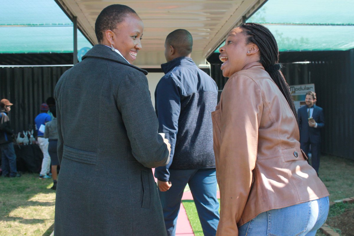 ED General Manager @tsimelane21 and Maxum Senior Manager <a href="/Kelemolop/">Kelebogile Olivia Molopyane (MBA)</a> laughing during the <a href="/Modularise/">Modular Innobox</a> Launch. Well done once again Mr Hasan