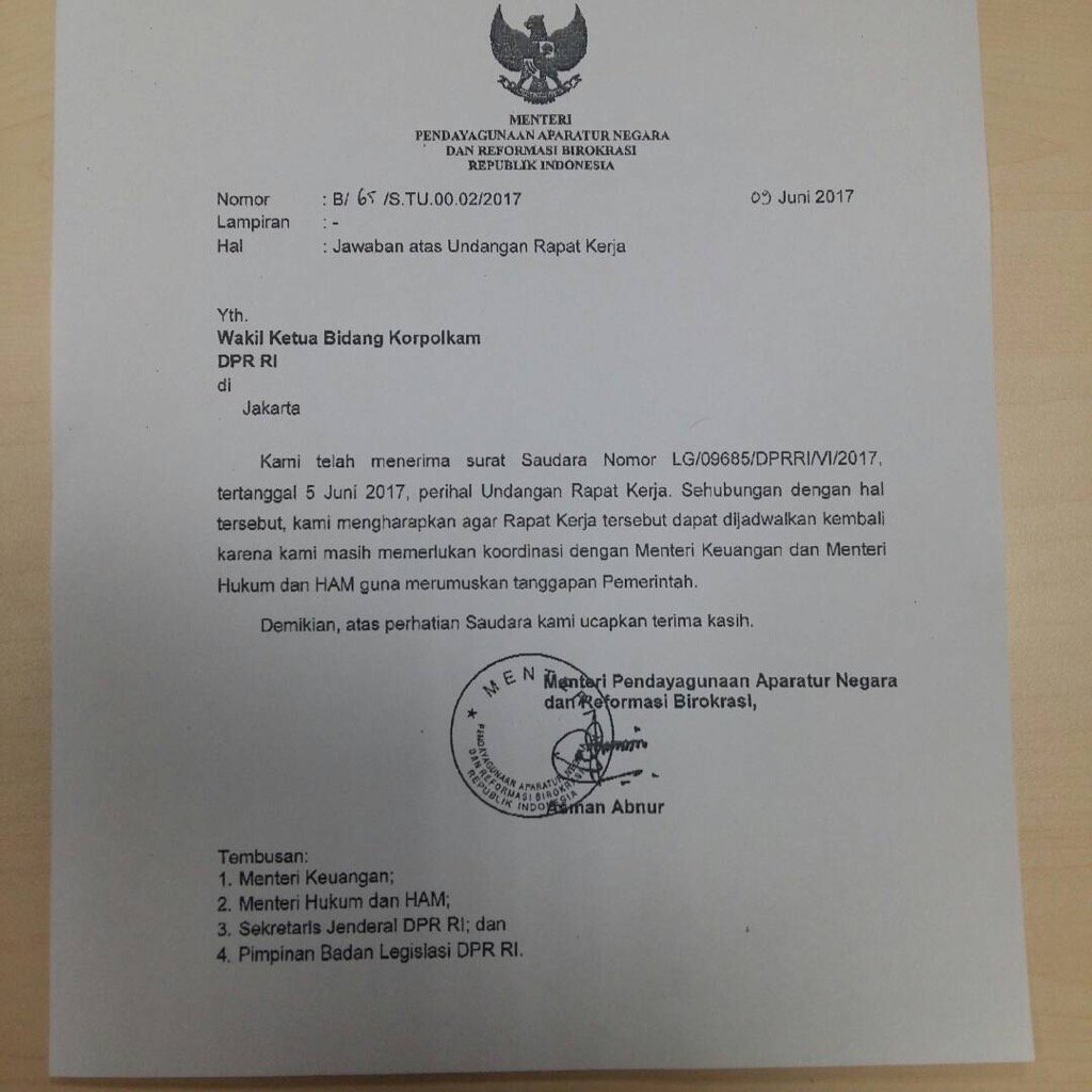 Kabar getir jelang buka puasa, Menpan batal hadir tgl 12 Juni 2017,utk bahas #SahkanRevisiUUASN kita kirim al Fatihah
