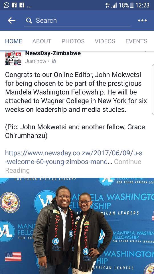 GraceinOntario's tweet photo. Thanks @NewsDayZimbabwe @TrevorNcube 4 the recognition. Cnt wait 4 my #yali2017 xperience wth @johnmokwetsi @mashokobusie @usembassyharare https://t.co/LIUi0I0W9z
