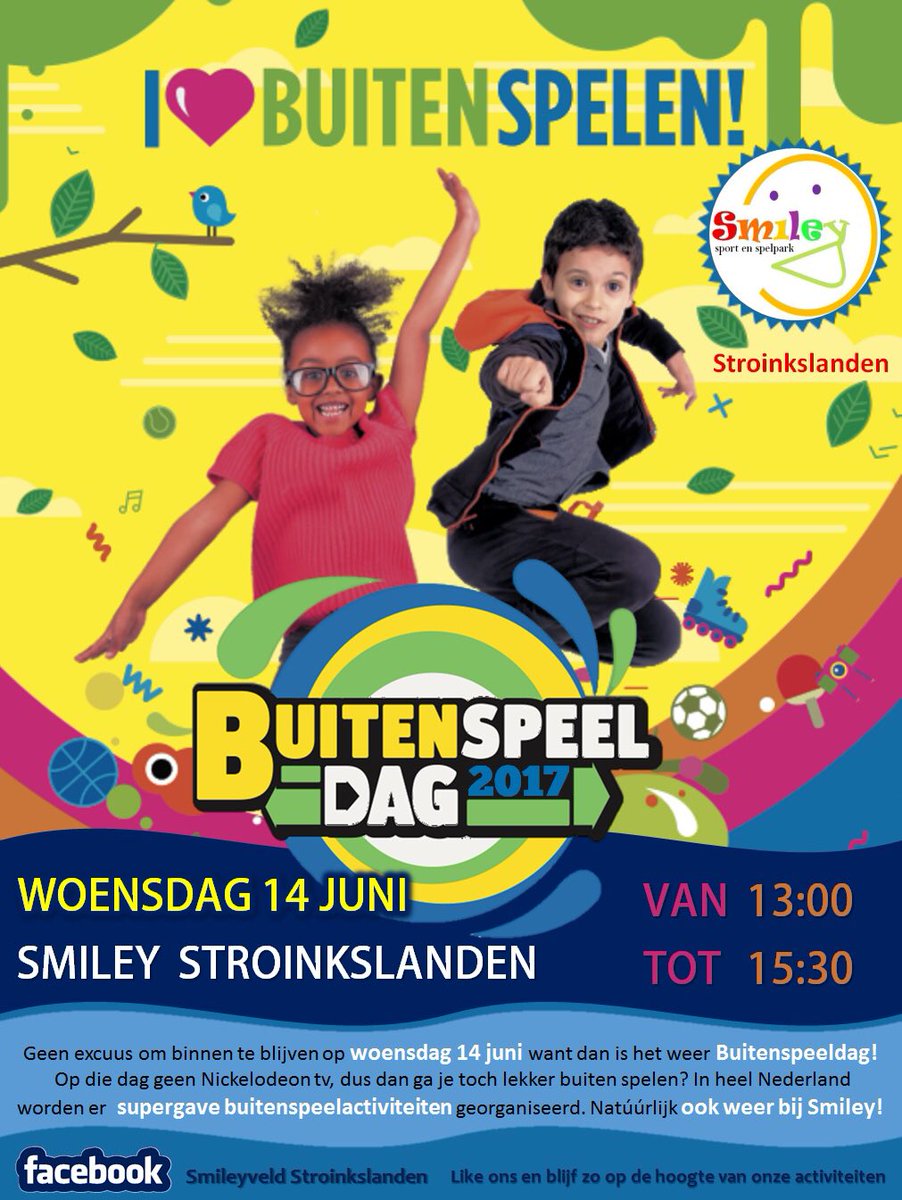 Buitenspeeldag op woensdag 14 juni bij <a href="/smiley_sl/">Smiley</a> #smileystroinkslanden Kom kijken en mis het niet. <a href="/EnschedeZuid/">Enschede Zuid</a>