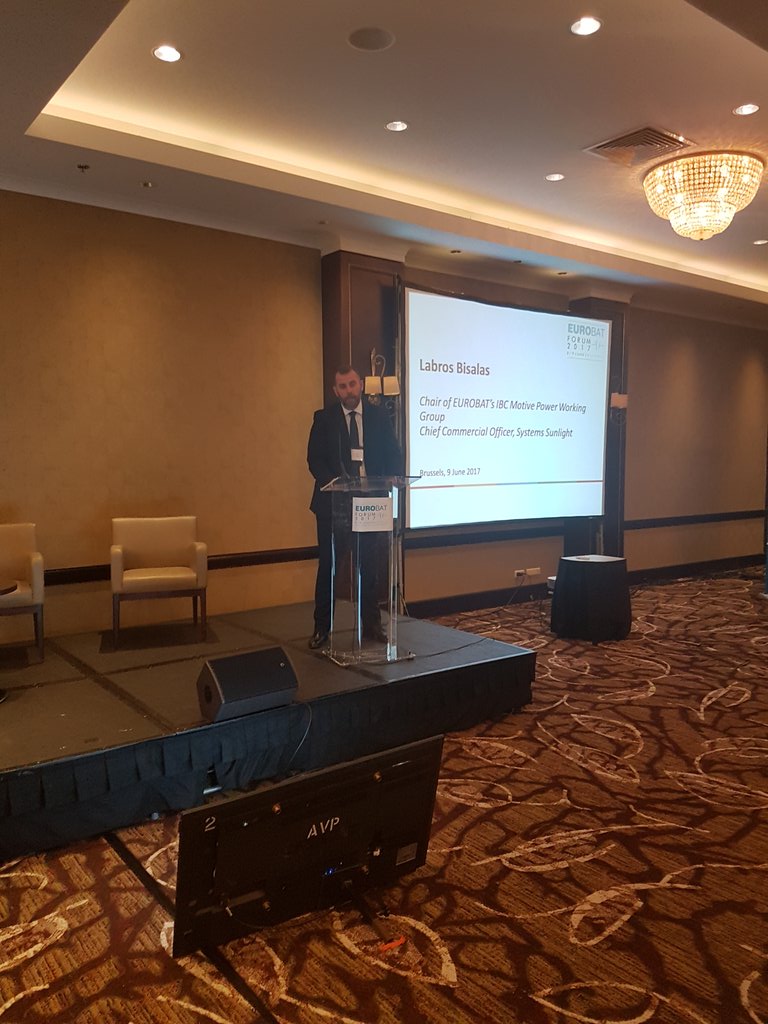 L.Bisalas, System Sunlight #EurobatForum presenting new Eurobat report on motive, constant innovation ensures contribution to EU objectives