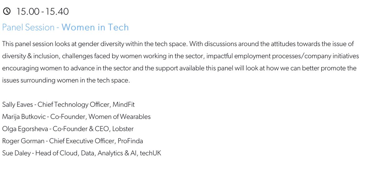 RogScottGorman's tweet photo. Looking forward to joining a fantastic panel looking at #GenderDiversity in #Tech at today's @Roar_Media #TechForBritain conference https://t.co/j257dLkCy0