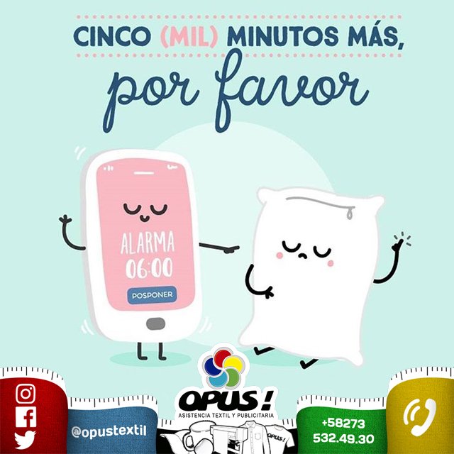 opustextil's tweet photo. ¿Y quien no ha pedido cinco minutitos mas para seguir en la cama? Jajaja #TocaTrabajarMiGente Arriba esos #Animos ¡Es #Viernes! #OpusTextil https://t.co/1umQlOLNuV