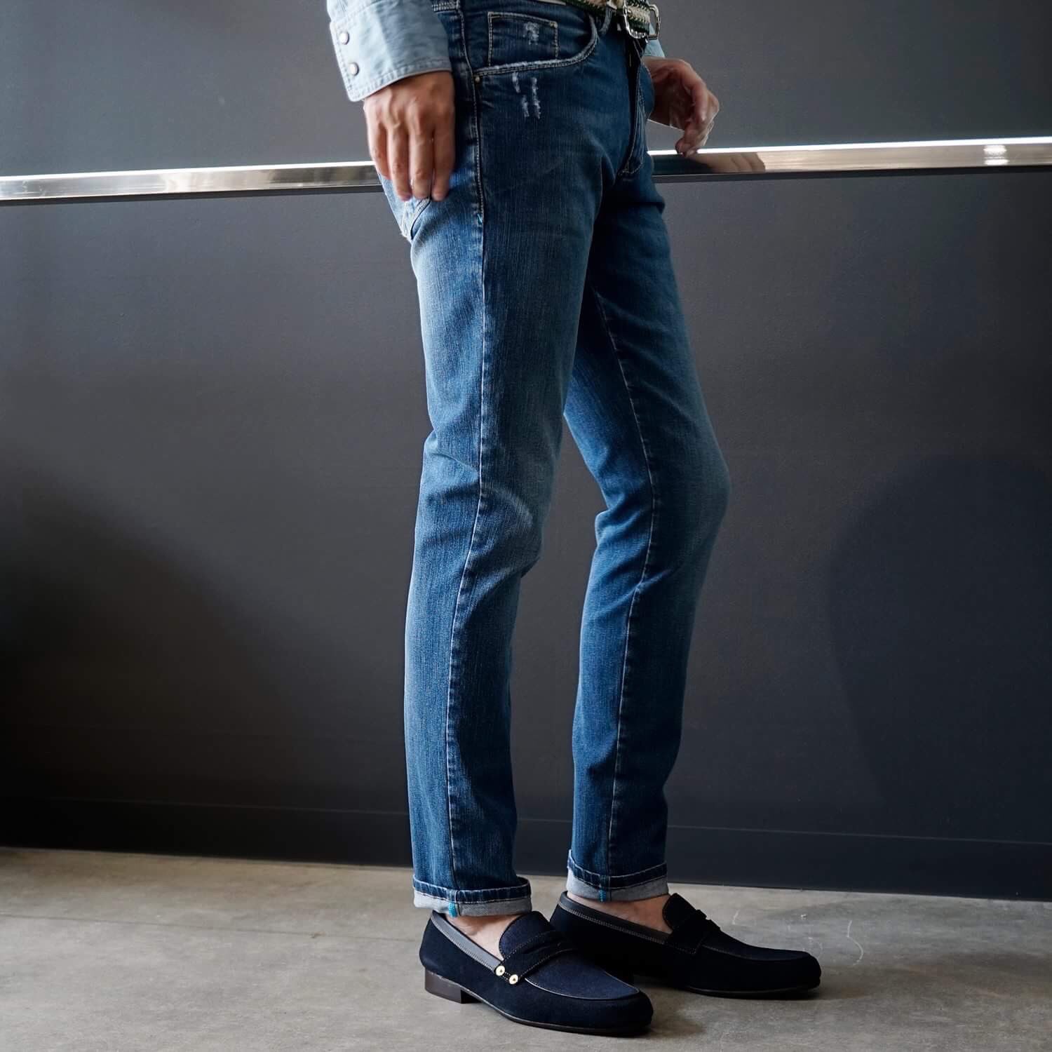 新品タグ付き BARBATI バルバッティ メンズ チノパン EVAN/S ネイビー