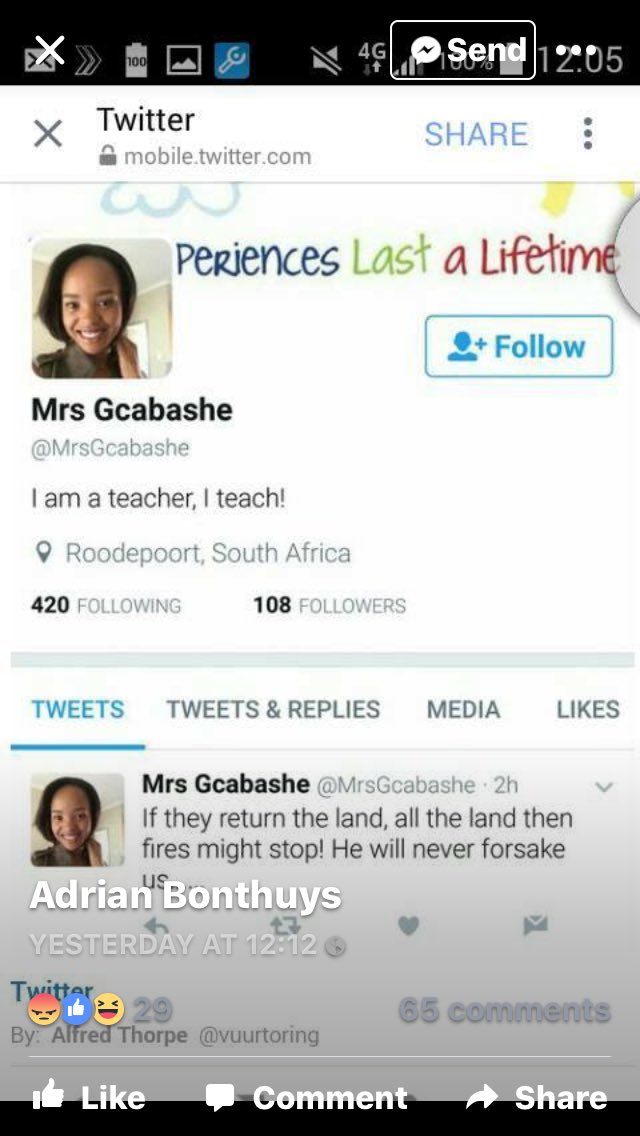 RoadeyeSA's tweet photo. You are a special kind of stupid racist @MrsGcabashe. And deleting the post doesn't make it disappear. #extrastupid https://t.co/4SnPNukFzj