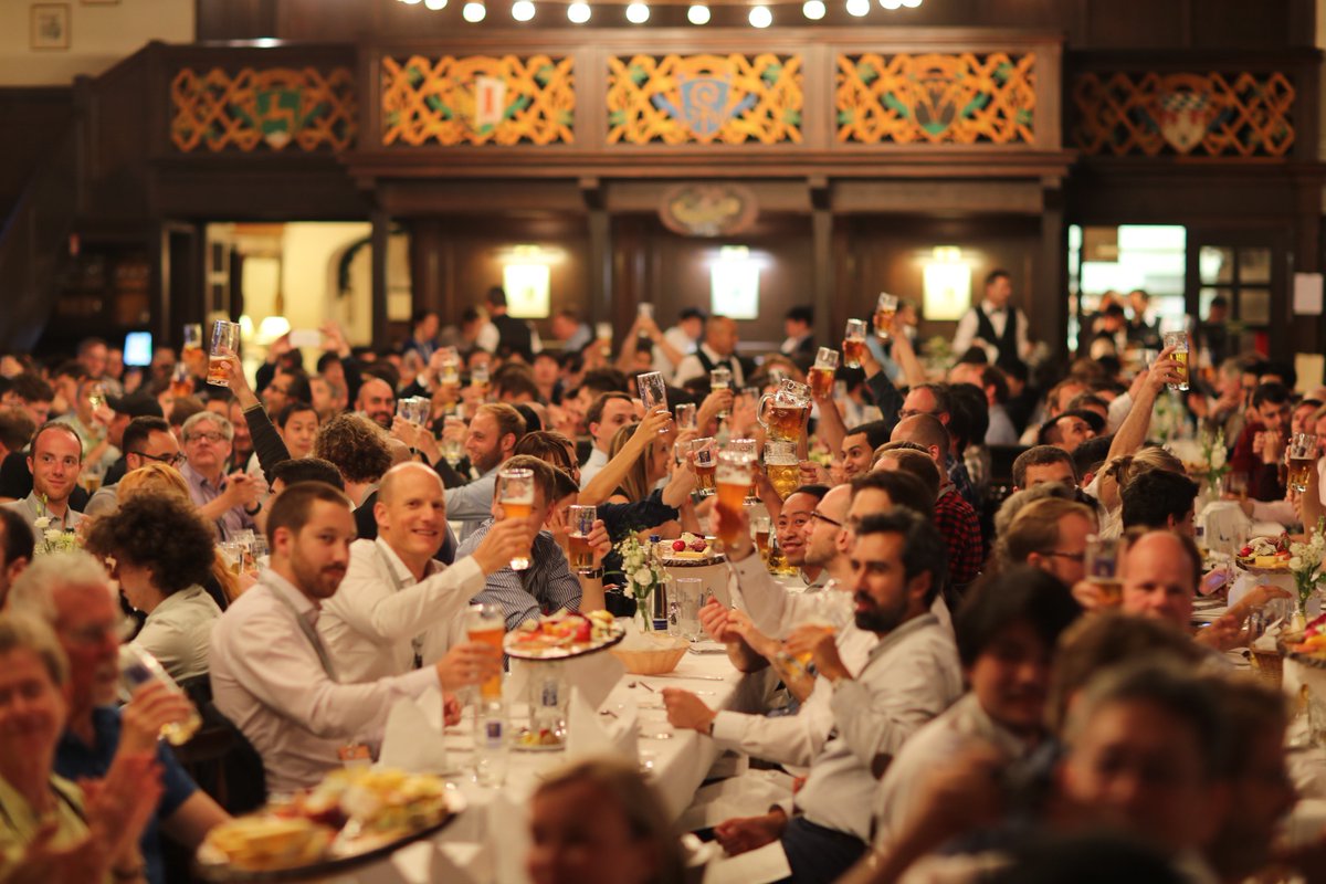 Prost! Almost 500 people celebrating the conference banquet at the Augustiner Keller of #WHC2017 #Worldhaptics
