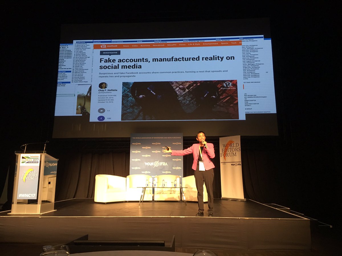 pfeifferreport's tweet photo. 26 Fake Twitter Accounts reach 3 million people. @mariaressa #WNC17 https://t.co/SSms2ofgRH