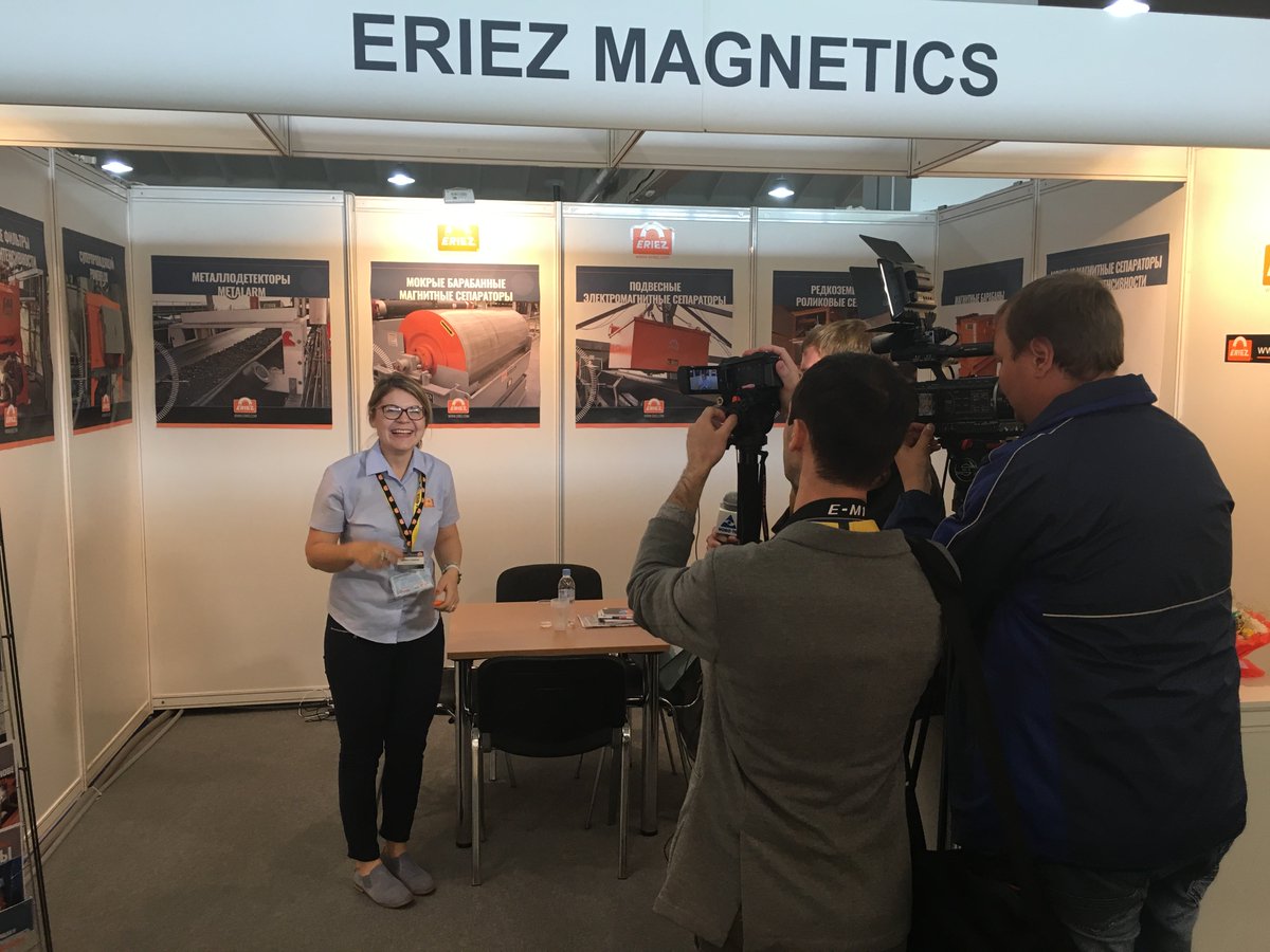 EriezEurope's tweet photo. Our Export Sales Executive Maria being interviewed at #UGOLROSSII Coal & Mining show by local Russian TV @NovoTV7 https://t.co/r4EIgMRJQU