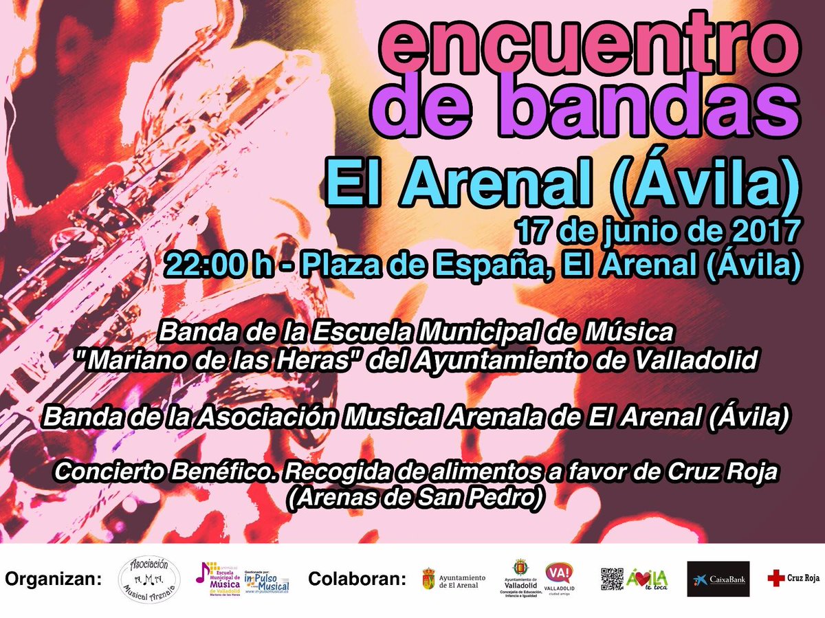 turismodeavila's tweet photo. 17 de Junio #ElArenal Encuentro de Bandas en la Plaza de España,con @IPM_EMMVA #ÁvilaTeToca @Arenalavila @AyuntamientoVLL @CruzRojaEsp https://t.co/DnJBUP1NWi