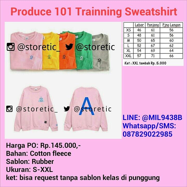 storetic's tweet photo. PO sd 28 Juni 2017 Produce 101 Trainning Sweatshirt Rp.145.000 Minat? Chat ke LINE: @MIL9438B (Pakai @ ya) https://t.co/DVM8Q8Z7lL