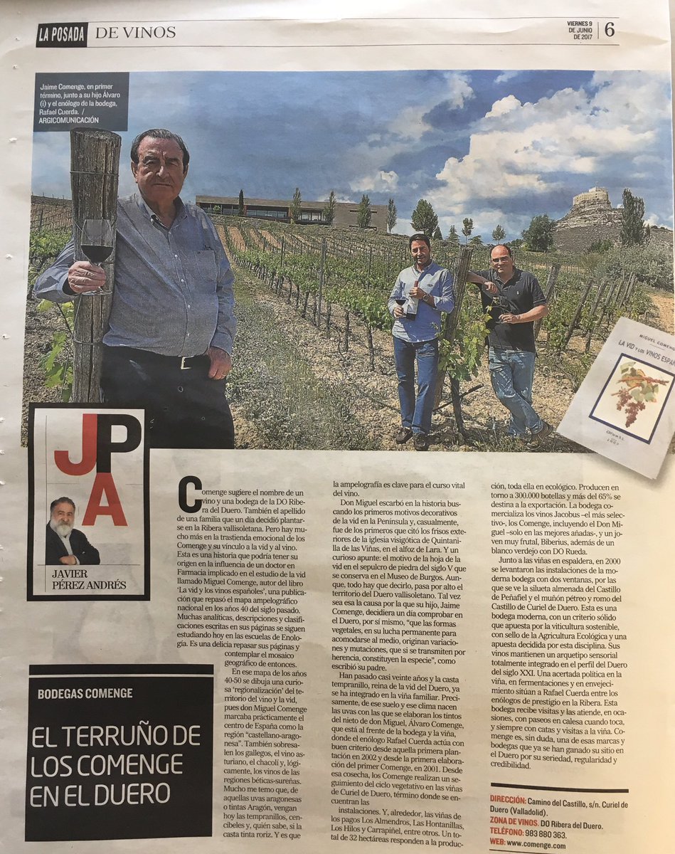 "El terruño de los Comenge en el Duero" Hoy escribo sobre <a href="/ComengeBodega/">Comenge Bodega</a> de <a href="/DORibera/">Ribera Del Duero</a> en <a href="/LaPosadaElMundo/">La Posada-El Mundo</a>  de <a href="/DiarioCyLMundo/">Diario de Castilla y León</a> 🍷🍷