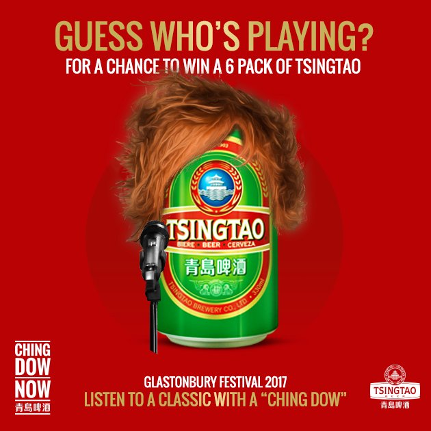 tsingtaouk's tweet photo. Guess the artist, retweet &amp; follow us for a chance to win a Tsingtao 6pk - T&amp;Cs apply https://t.co/ANhhqGP7sN #Glastonbury #Competition https://t.co/R8bO1VTXhJ