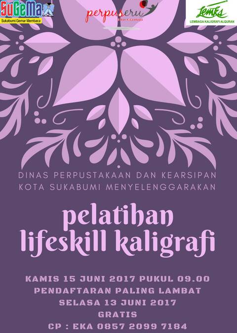 perpuskotsi's tweet photo. Segera daftarkan diri anda karena peserta terbatas,usia minimal 15thn,alat kaligrafi disediakan.cc: @achfahmi_smi https://t.co/TQ089YwC1S