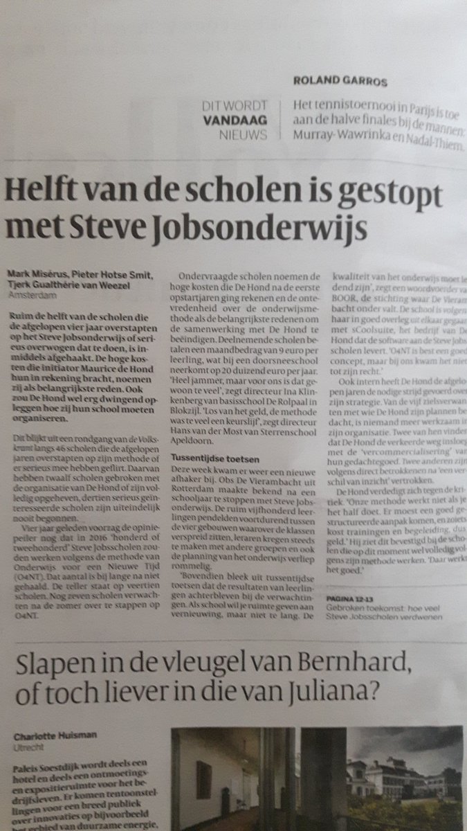 SjakRutten's tweet photo. Scholen stoppen met Steve Jobsonderwijs. Mooi. Je moet de toekomst van kinderen niet in handen leggen van charlatans. #O4NT https://t.co/AW52fvFFXB