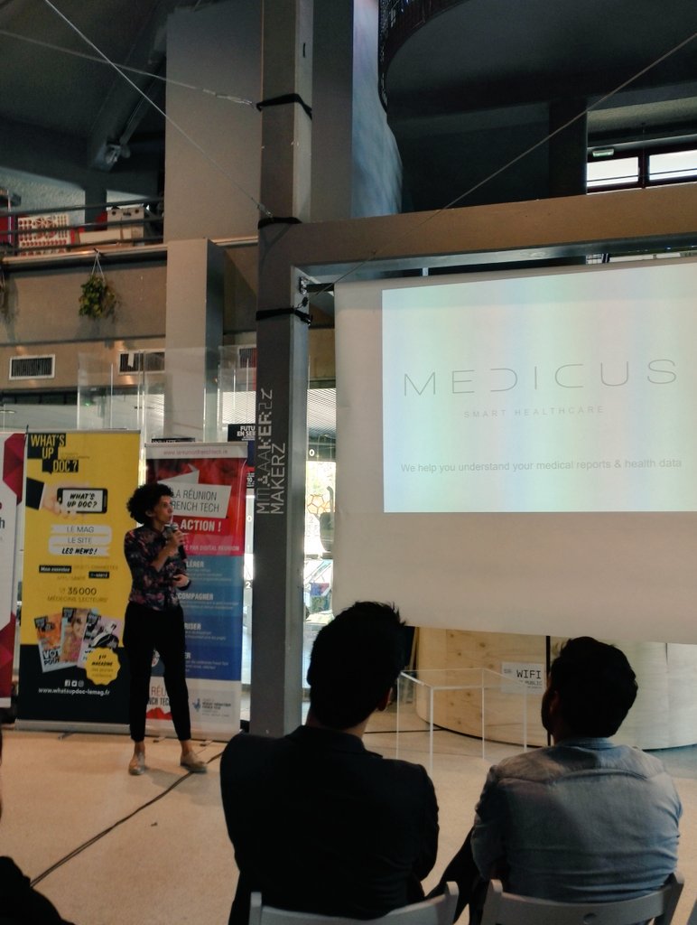 NinaRgn's tweet photo. Après @Auxivia_IoT @BIOMODEX @DocSperaApp @ExoAtlet Fizimed, c'est @KobusApp @WeAreLeka @logipren @medicusai qui pitchent! #esanté #fens2017 https://t.co/bEk3XPYYgK