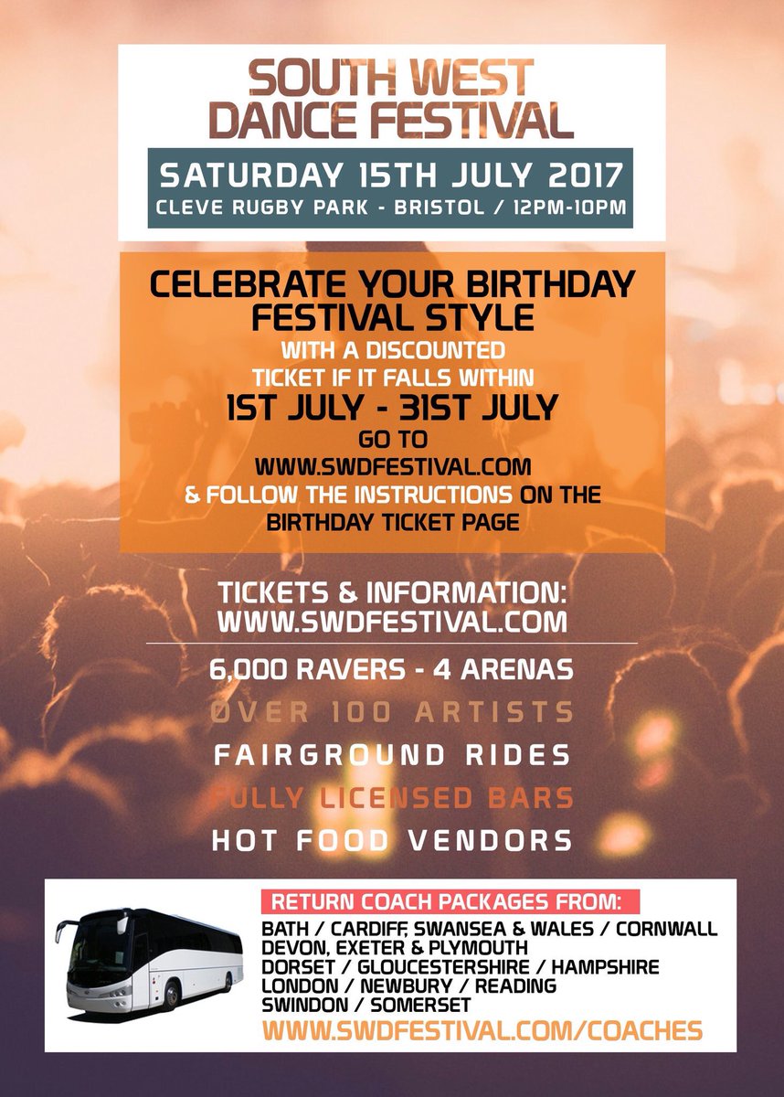 SWDFestival's tweet photo. Everything you need to know on Birthdays, Entertainment & Travel for #SWDFestival!
Tickets running low:
https://t.co/5XW8vybPaH https://t.co/uwSbJr9UEw