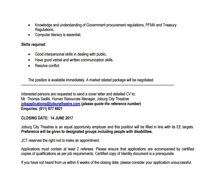 joburgtheatre's tweet photo. FINANCE CLERK needed at @sowetotheatres to start immediately! 😎
#JoburgVacancies 
#JCTHires
Click link for more https://t.co/IjBeOM0TWP https://t.co/tY1m6FQJiT