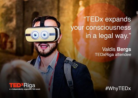 TEDxRiga's tweet photo. CONTEST! Tweet your own quote using #WhyTEDx! Winner quote (defined by our team on June 14) gets a FREE entrance to TEDxRiga 2017: Listen!👂 https://t.co/5hZl464OM3
