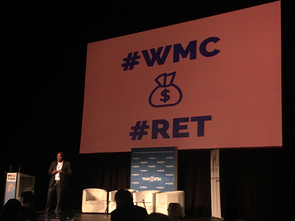 AdriaanBasson's tweet photo. Fake news @ #WAN2017: @msmkokeli represents on behalf of @SAEditorsForum and cites #WMC &amp; #RET propaganda. https://t.co/MhnbiRljSQ