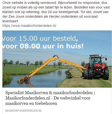 Onze website is volledig vernieuwd en responsive. Bestellen kan op rekening en zowel van der Zee Joure als Herder onderdelen uit voorraad!