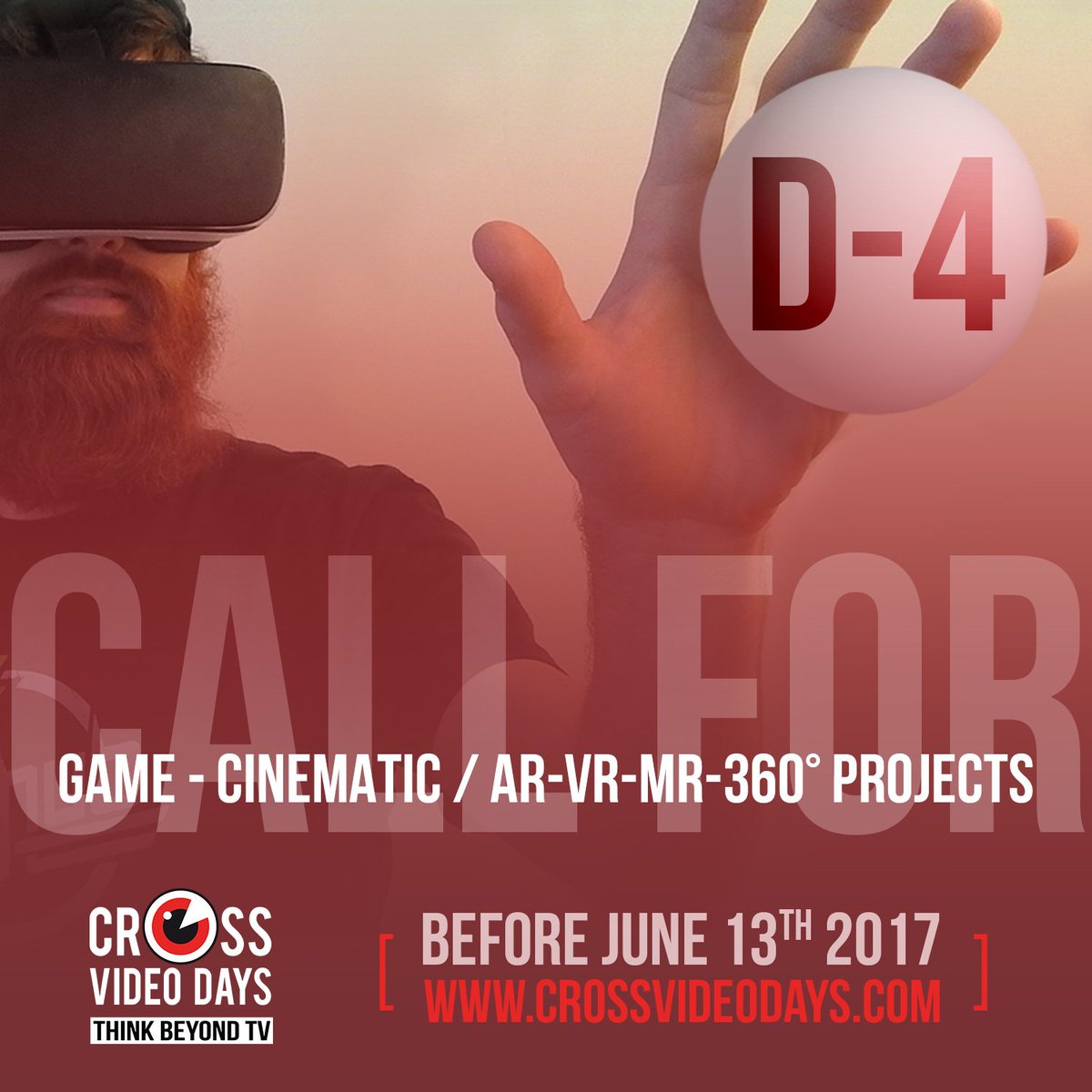 D-4  for #Digital #Interactive projects looking for int'l coproduction to APPLY @Crossvideodays till JUNE 13 goo.gl/pCeNM0