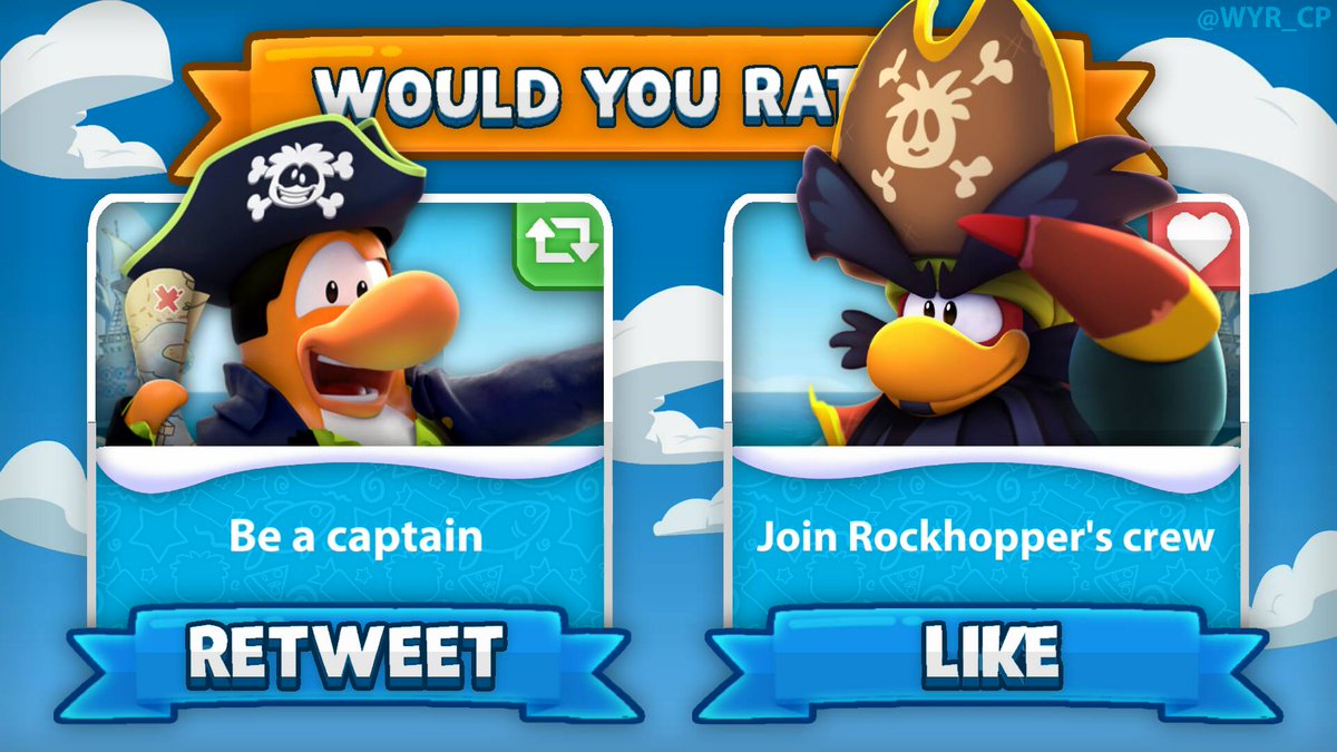 WYR_CP's tweet photo. #Retweet to be a captain
#Like to join Rockhopper's crew
-
#WouldYouRather https://t.co/rB8j6zoQaM