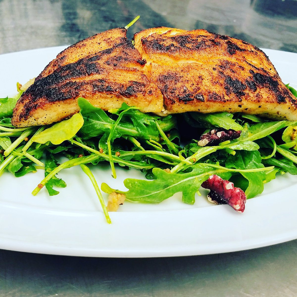 TriompheNY's tweet photo. Blackened halibut salad #triompheny #nyceats #newforkcity #lunch #finedining #timessquare https://t.co/6azaVp4eex