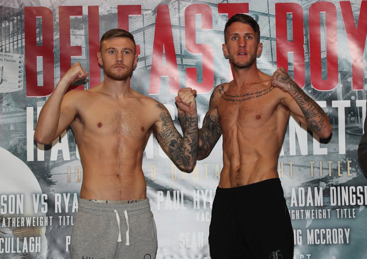 MatchroomBoxing's tweet photo. ⚖️  Weights from Belfast  ⚖️ 

@PaulhylandJR: 9st 8lbs

@dingsy_1: 9st 8lbs

#HylandDingsdale #HaskinsBurnett https://t.co/dnqGkybjui