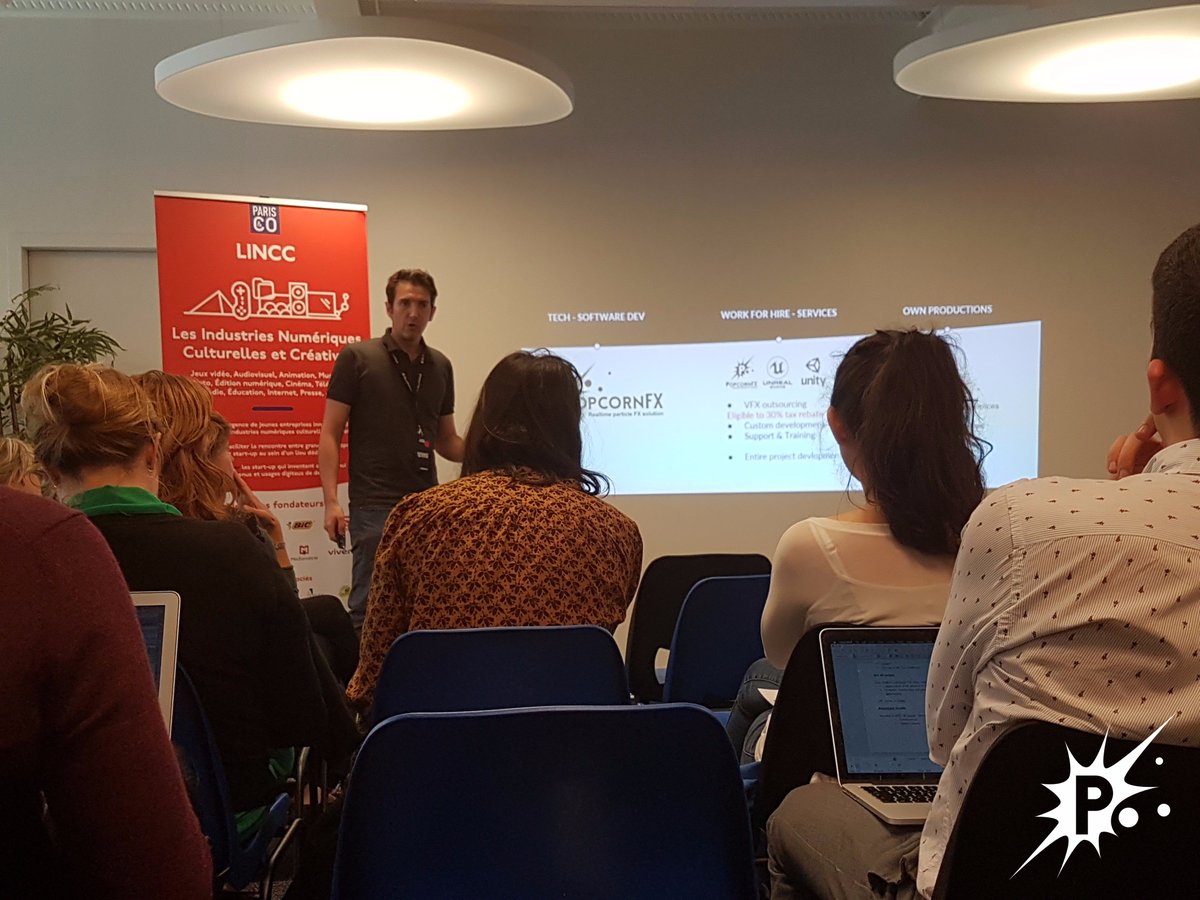 PopcornFX's tweet photo. Creative industry pitch @futur_en_seine by @PopcornFX #PersistantStudios rock on! https://t.co/nrAyI7trTJ #VR #3D #CapDigital #fens2017 https://t.co/Ien5vDHiGT