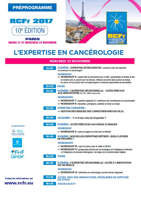 mletaillanter's tweet photo. #innovation #cancer #patients #iA #data aux @RCFr_live 21,22/11/17 #inca #infosanté #déficancers #HAS_sante #Ministere_Sante #laFHF #La_FHP https://t.co/QwrYQ7HM5D