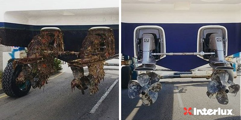 InterluxPaint's tweet photo. What a difference #MicronExtra makes! #Intelux #Paint #BeforeandAfter #Boat https://t.co/Sj0aeL2MdD