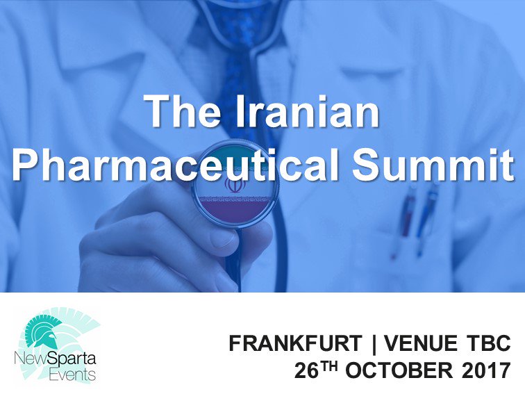 NewSpartaEvents's tweet photo. We are pleased to announce that we will be hosting the Iranian Pharmaceutical Summit in Frankfurt! #Pharma #Iran #Invest #EmergingMarket #EM https://t.co/4uq9crtPuK