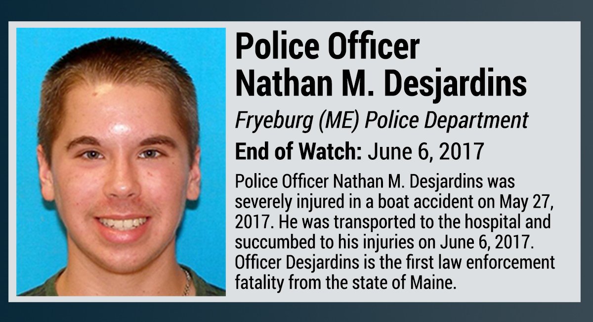 NLEOMF's tweet photo. RIP Police Officer Nathan M. Desjardins, Fryeburg (ME) Police Department https://t.co/X3Ei4QTD48 https://t.co/MBJGdyYAJU