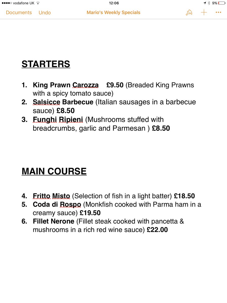 #weekend Specials #Marios #italian #restaurant #rossendale