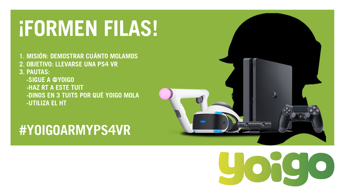 yoigo's tweet photo. 🔰 🔰 🔰 CONCURSO 🔰 🔰 🔰

SOLDADOS: Tenemos que contarle al mundo por qué YOIGO MOLA TANTO

PREMIO: UN PACK PS4 VR

😎¡VAMOS TT #YoigoArmyPS4VR!😎 https://t.co/xu9OGV1dhq