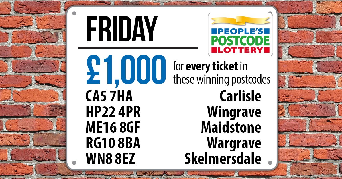 PostcodeLottery's tweet photo. Today’s #DailyPrize winning tix are in #Carlisle, #Wingrave, #Maidstone, #Wargrave &amp; #Skelmersdale #WINPIN #Play > https://t.co/BCuiuwUkb5 https://t.co/MshJSezJ9t
