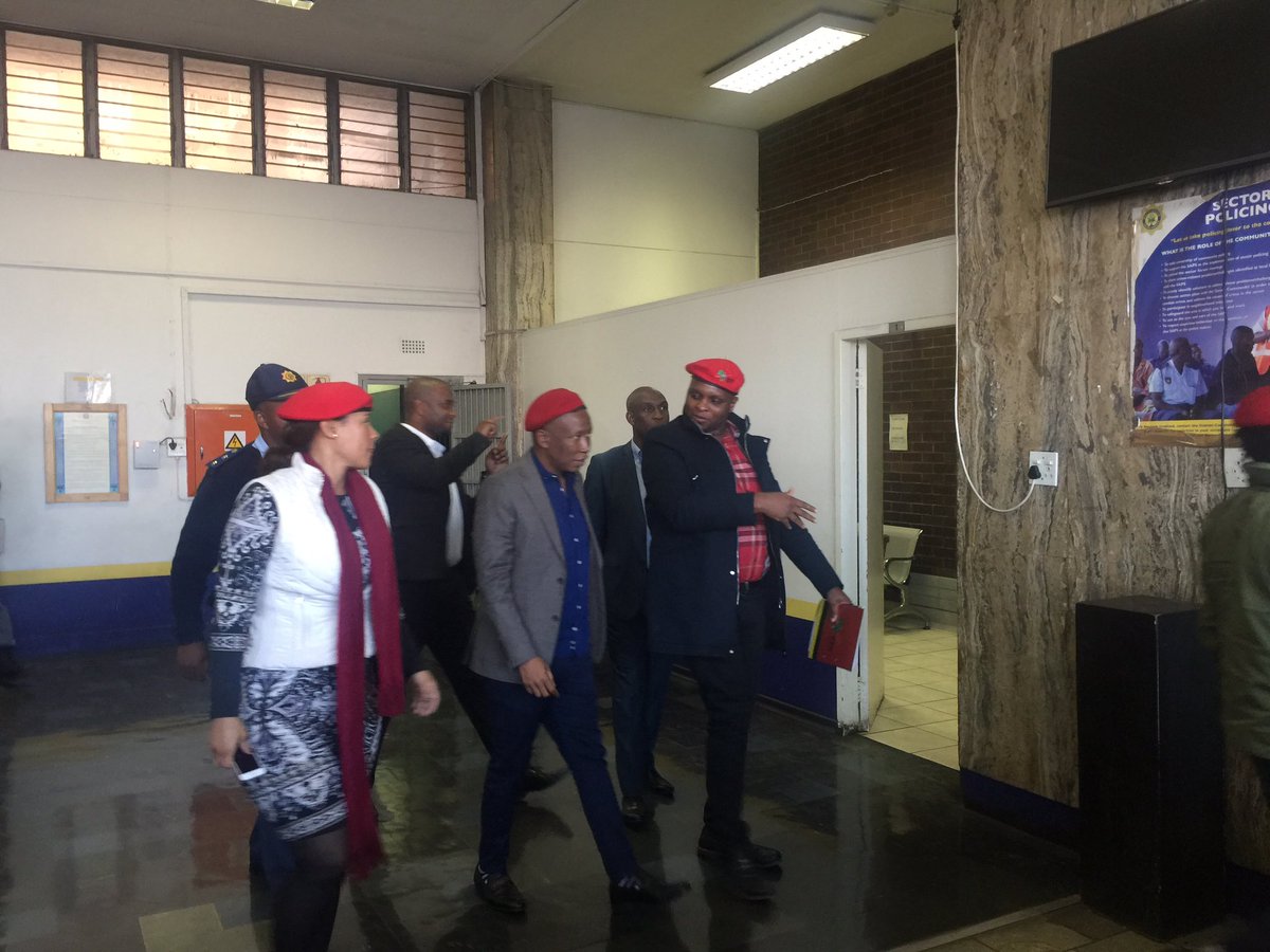 ewnreporter's tweet photo. #EFFTransnet Julius Malema has laid criminal charges against Malusi Gigaba, President Jacob Zuma and the Gupta family in Johannesburg. TK https://t.co/3LlnlPBLPy