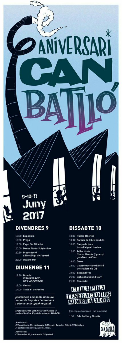 BordaCoop's tweet photo. Cap de setmana ple d'activitats a @CanBatllo Per molts anys i feliç #6aCB !!!! https://t.co/ulQN07IQAQ