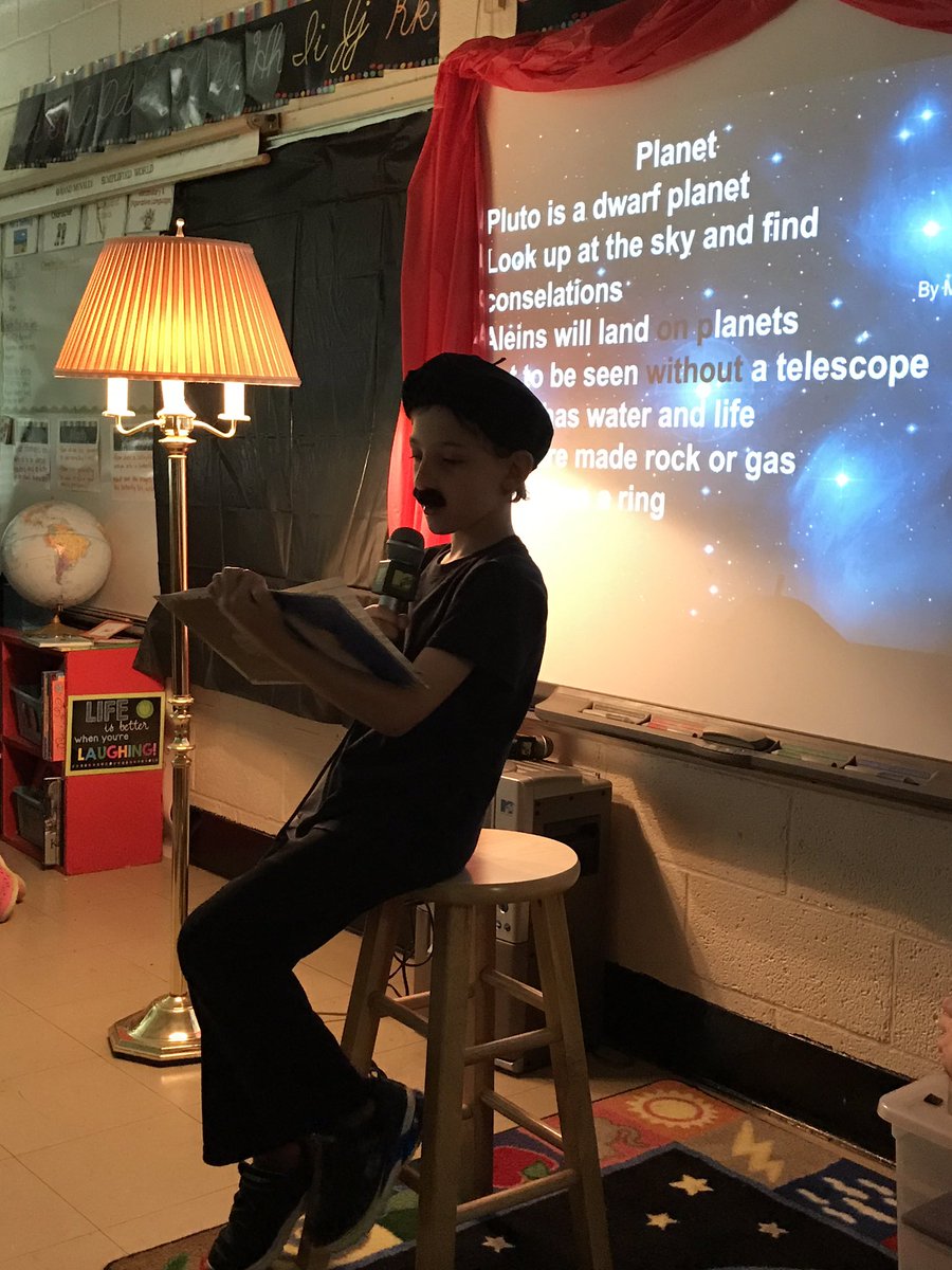 MsMoreaPOB's tweet photo. Ss sharing their amazing poetry at our Poetry Cafe celebration for their parents! @sgrayPOB @EileenAnnino https://t.co/W1TSFh9zZh