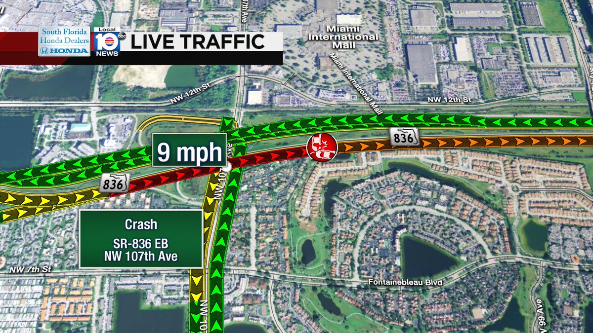 Crash on SR-836 EB at NW 107th Ave #traffic https://t.co/iqVPURALw0
