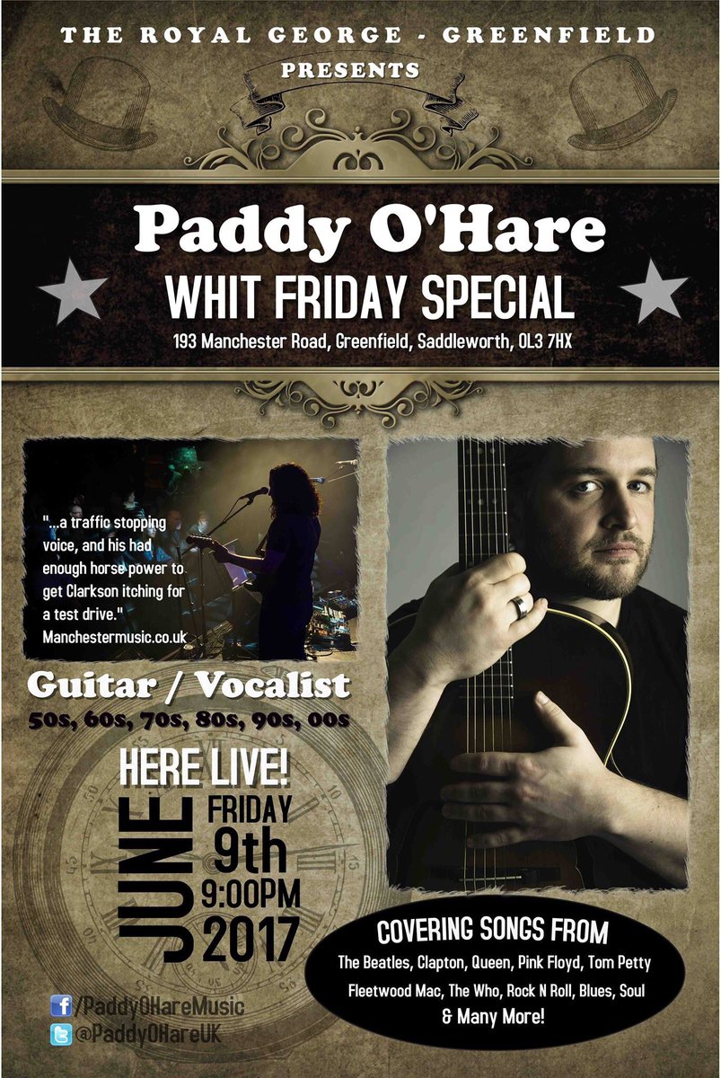 Don't forget #Saddleworth peeps, after the brass bands finish, u can find me @ #TheRoyalGeorge #Greenfield 9pm! Let's Party! #WhitFriday