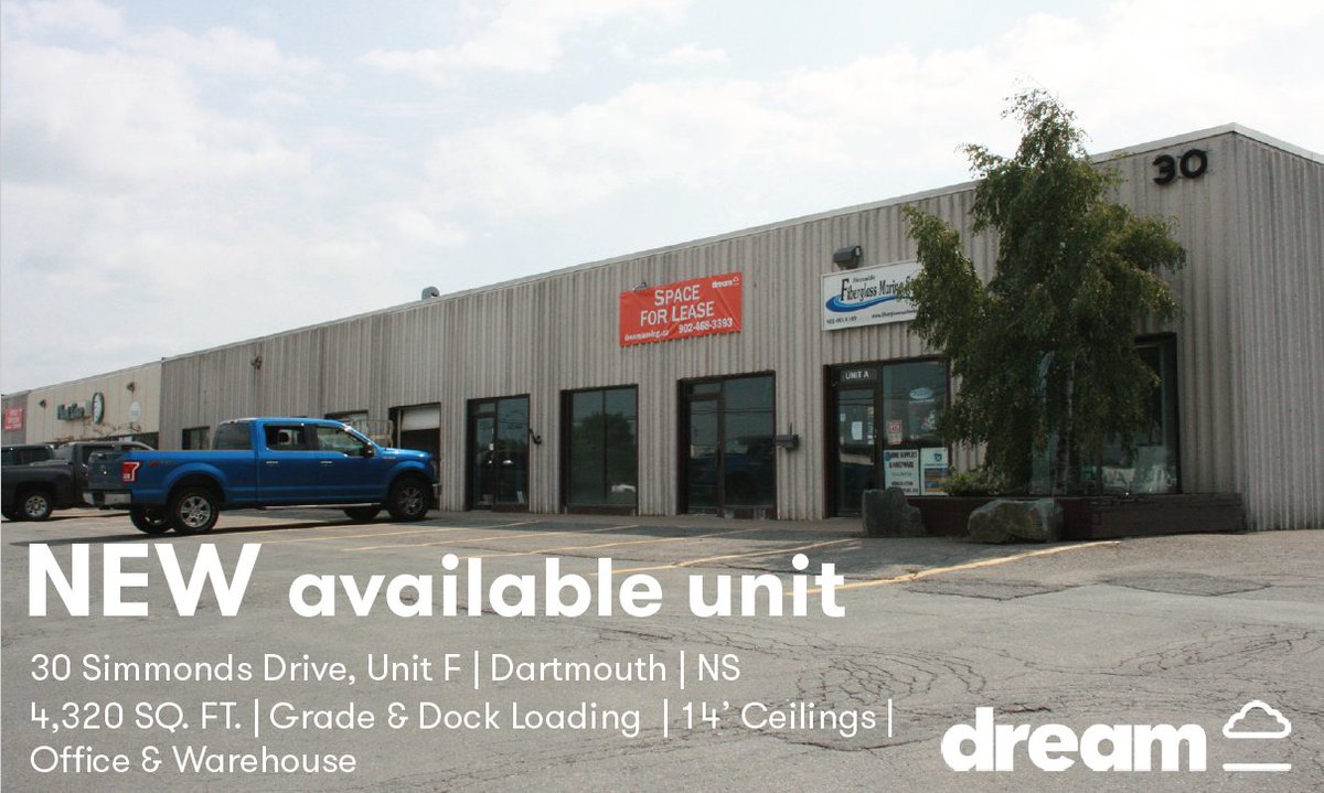 This unit offers offices in front w/ reception &amp; 2 offices, and warehouse in rear and both dock &amp; grade loading. Call 902.468.3393 to view.