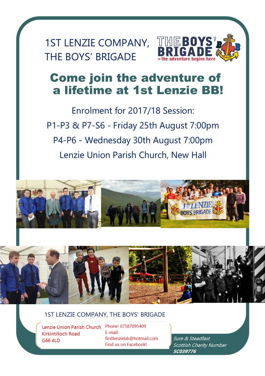 1st_Lenzie_BB's tweet photo. Thanks to @EDCouncil for apporving our official leaflet for our recruitment campaign! Starting back in August! #BoysBrigade #Lenzie https://t.co/MSttNgGTwo