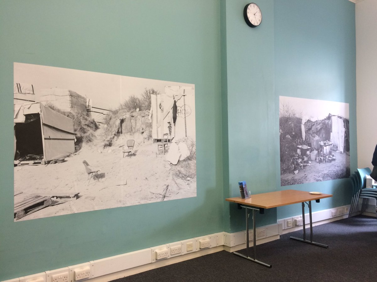 UCLMigration's tweet photo. Make sure to check out @_tomhatton's "Now Here: Calais Refugee Camp 2016" photos while you grab lunch #UCLBetweenBorders https://t.co/Ld6bcn5y6f