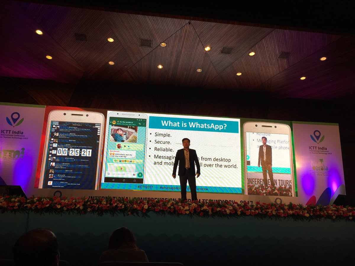 TourwShailesh's tweet photo. #indiaforbeginners #kerala #ictt2017 - #AndrewChow speaking on #WhatsApp https://t.co/sqUtDE2Vsy