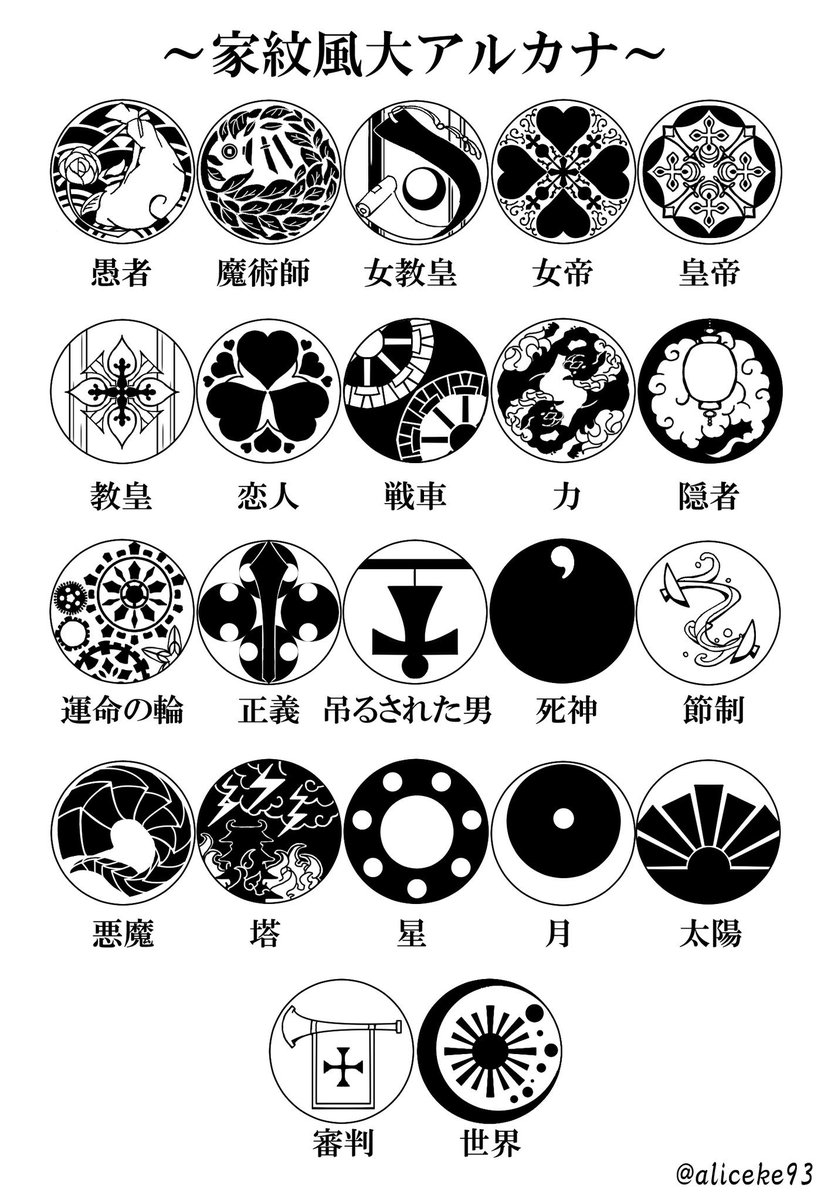 海嶌あありすけ 個展10 9 31 家紋風大アルカナ描いたよ
